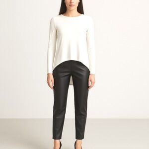 Zara Faux Leather Leggings Pants Black Split Hem XL whimsy goth rock edgy 50-76